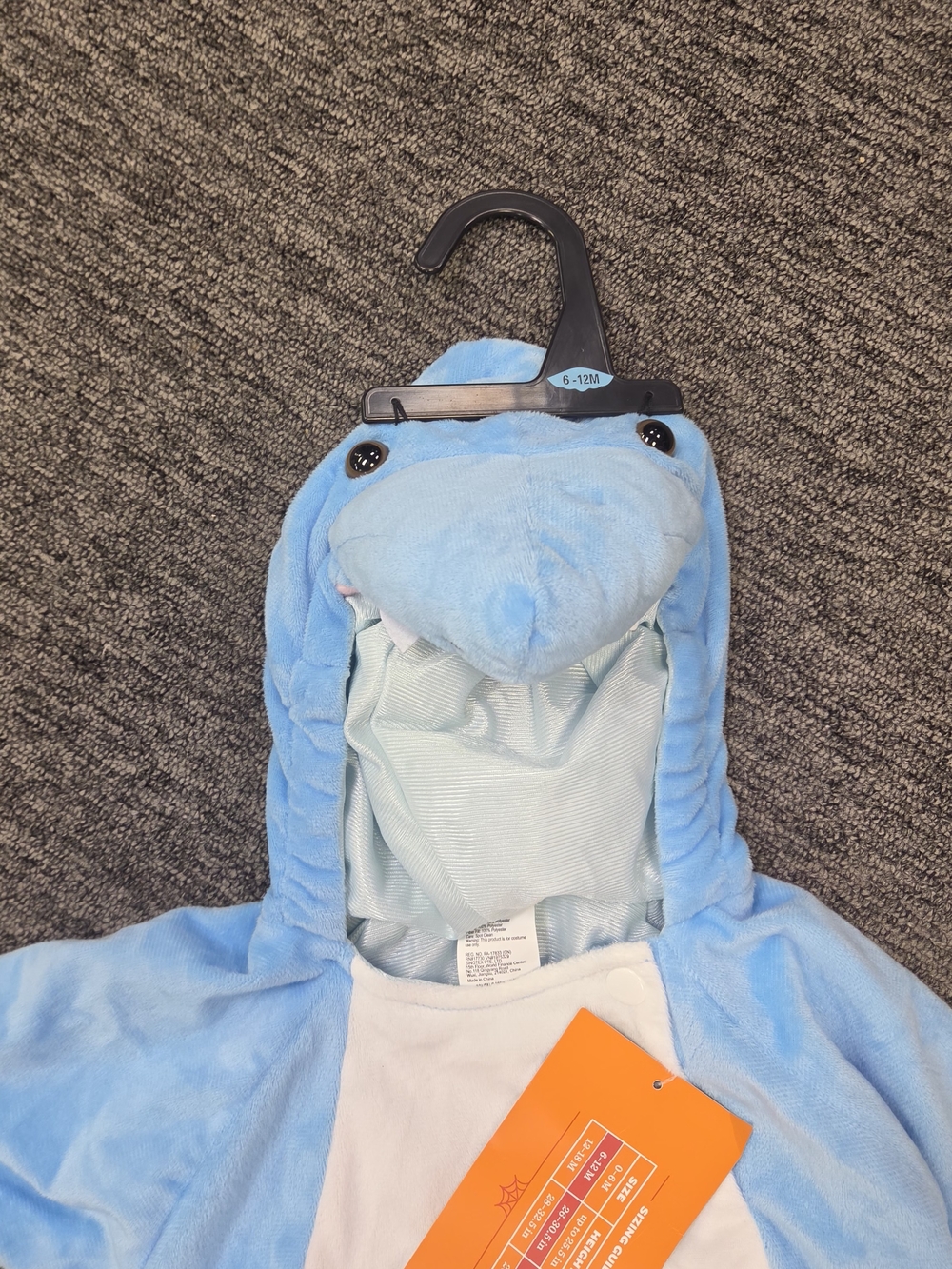Target Light Blue Shark Baby Costume Hoodie Size 6-12 Month - Picture 3 of 8